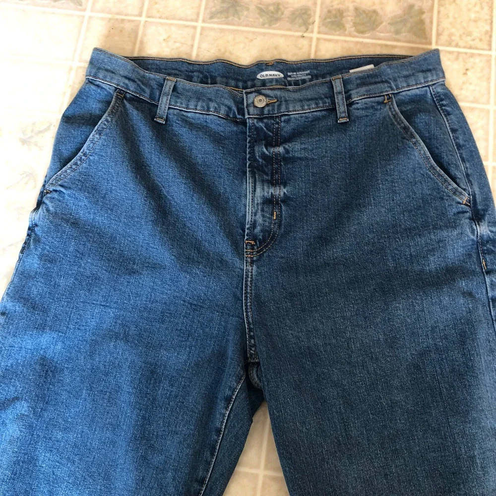 Old Navy Size 14 Blue Extra High Rise Sky High Straight Jeans Secret Slim Pocket
